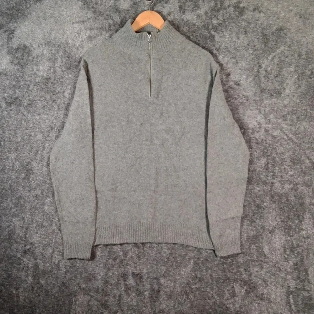 J crew long sleeve pullover sweater Marino wool blend 1/4 zip men's large